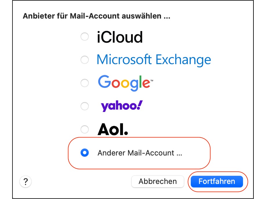 Anderer Mail-Account