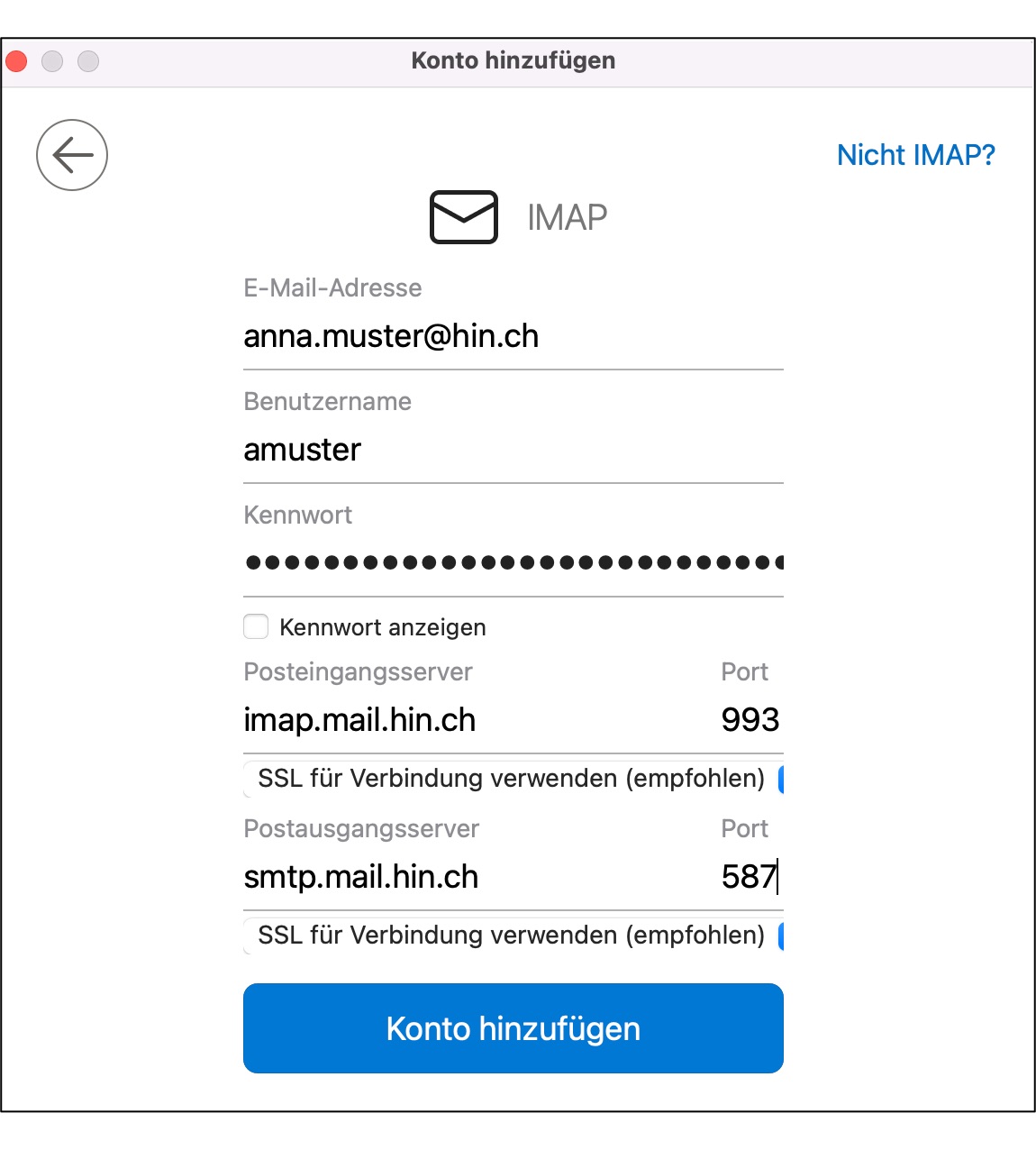 Konto hinzufügen