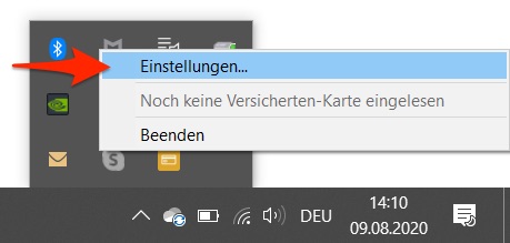 Einstellungen HIN Card Reader 1