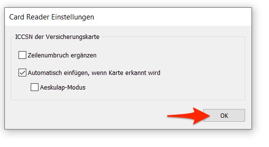 Einstellungen HIN Card Reader 2