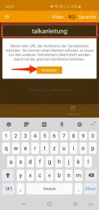 Beitreten über App 1