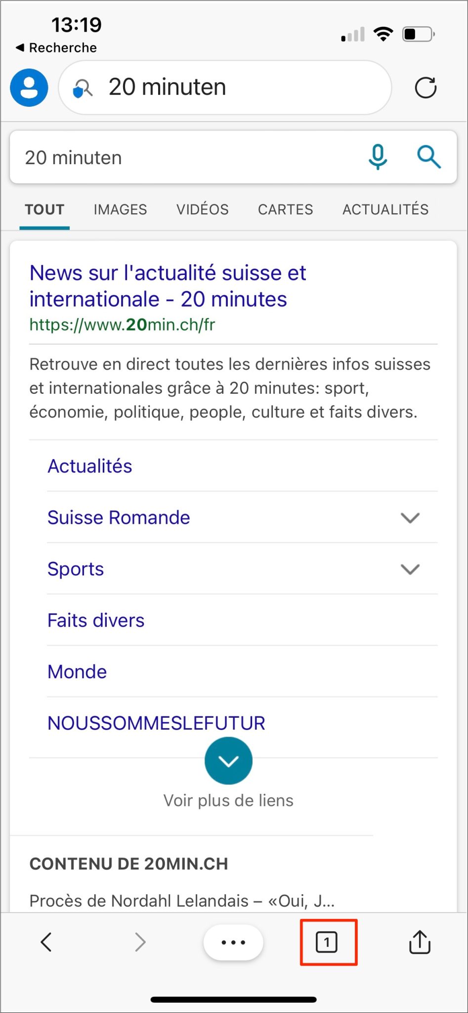 Öffnen Sie Microsoft Edge und klicken Sie auf das markierte Feld