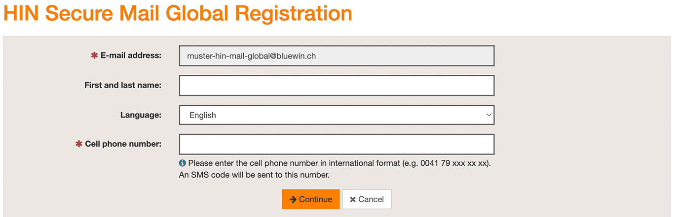 HIN Mail Global Registration