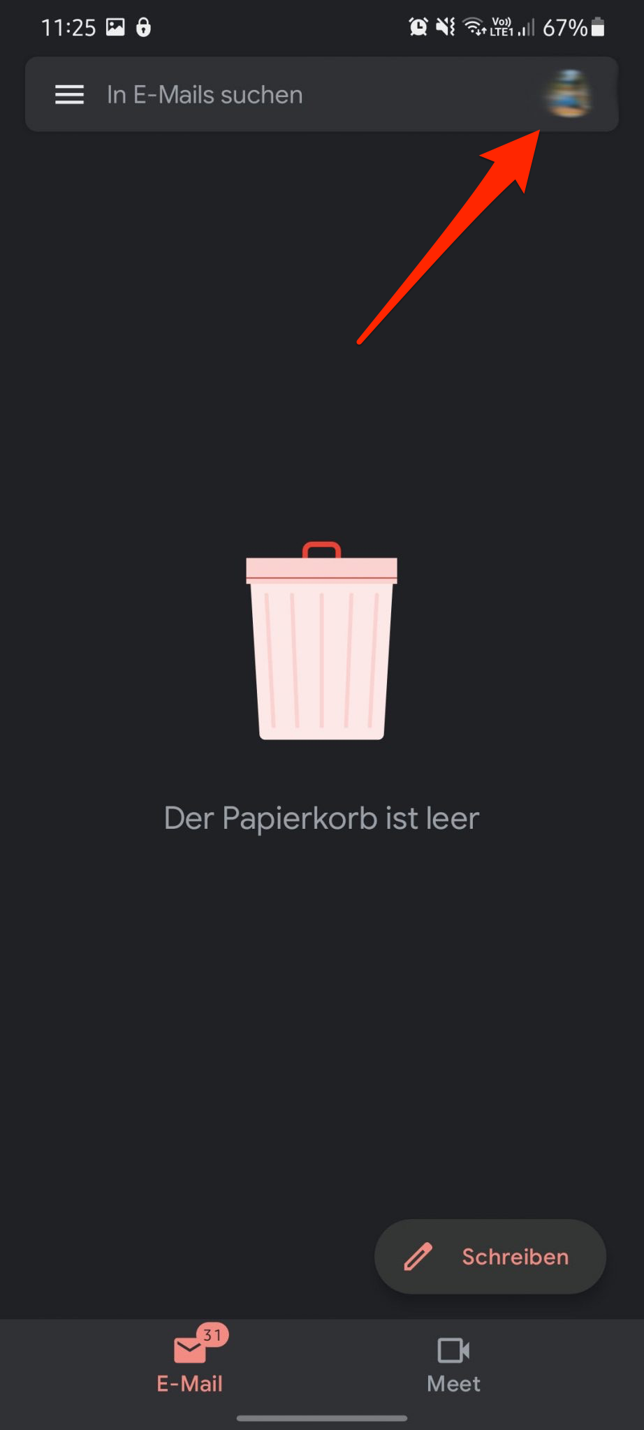 Klicken Sie oben rechts auf das runde Symbol