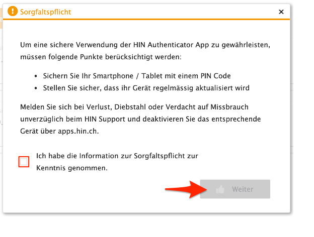 Sorgfaltspflicht Authenticator App