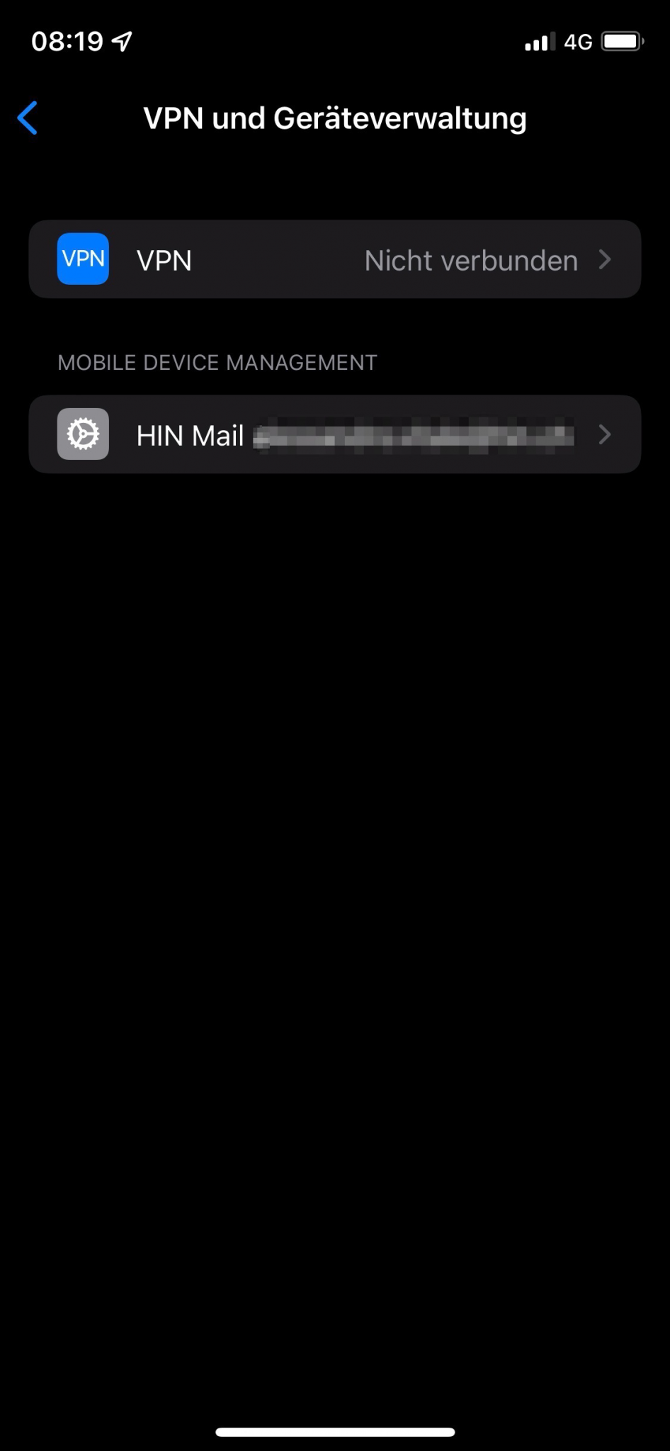 Dann wird Ihnen die HIN Adresse angezeigt, klicken Sie diese an