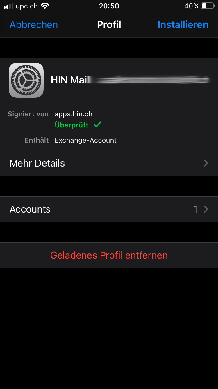 Schritt 8: Klicken Sie auf «Installieren» und geben Sie den Code Ihres Geräts ein
