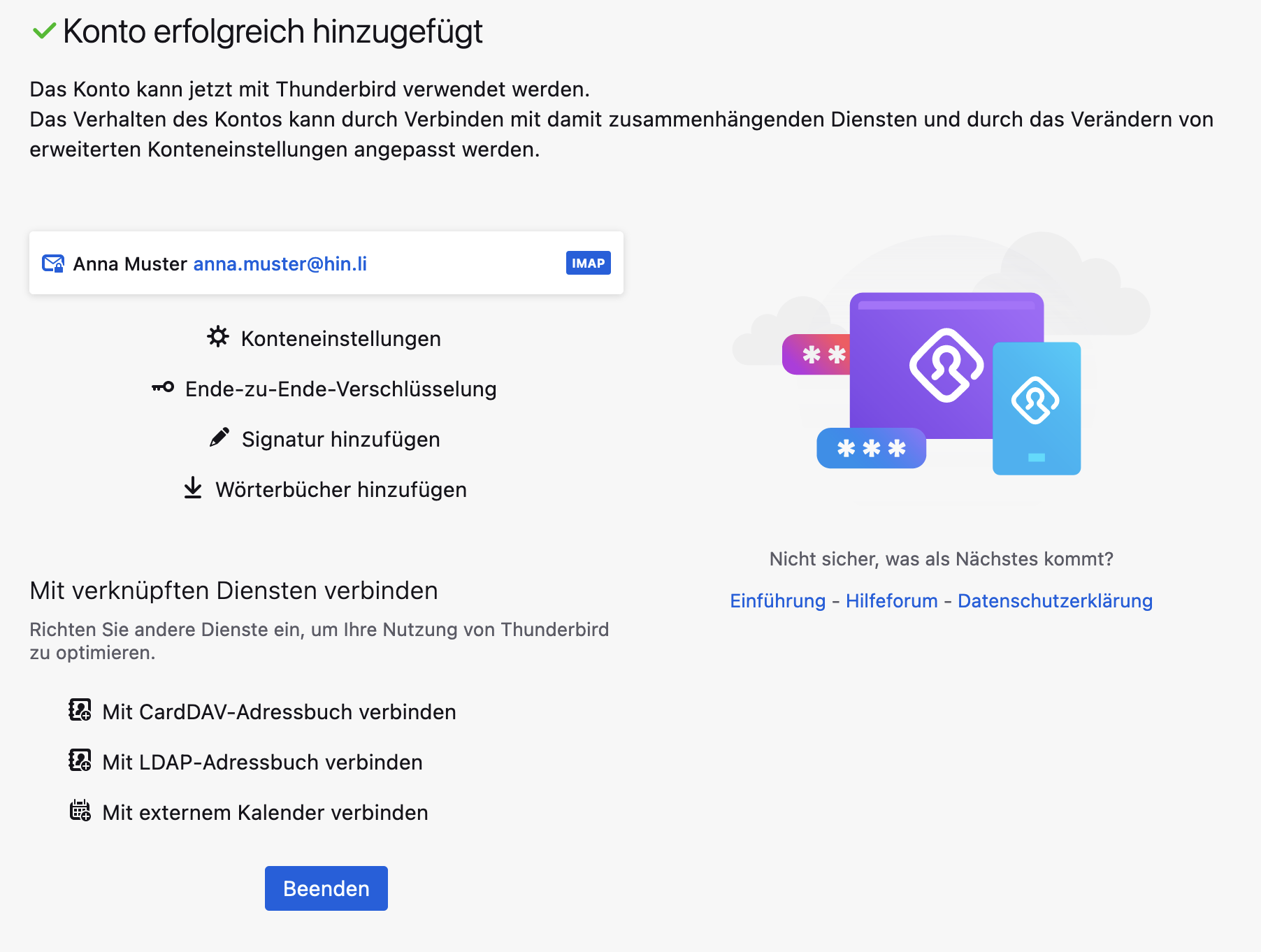 Konto erfolgreich hinzufügt