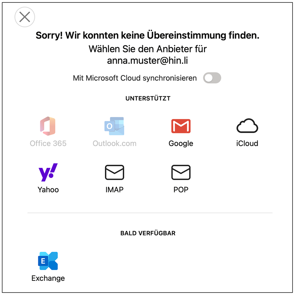 Mit Microsoft Cloud synchronisieren