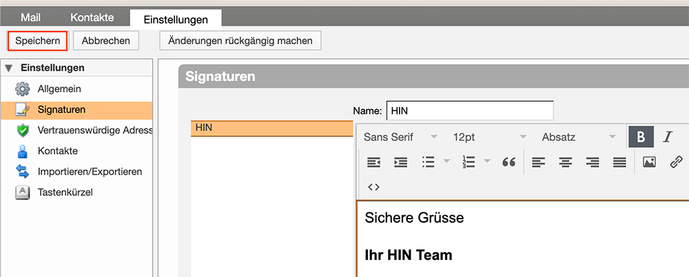 Verwendung der Signaturen 1