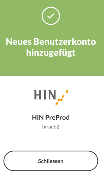 Benutzerkonto hinzugefügt