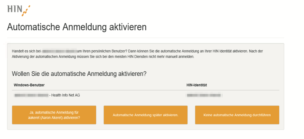 Automatische Anmeldung