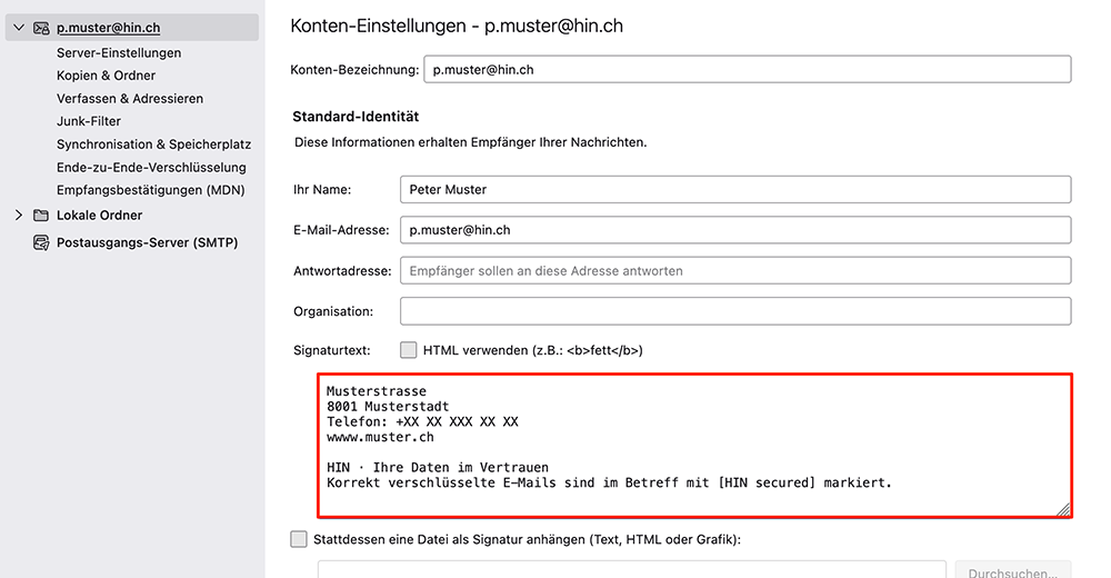 HIN Mail Signatur Mozilla 1