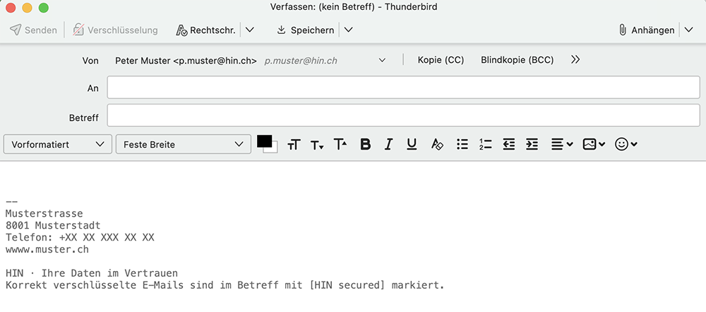 HIN Mail Signatur Mozilla 2