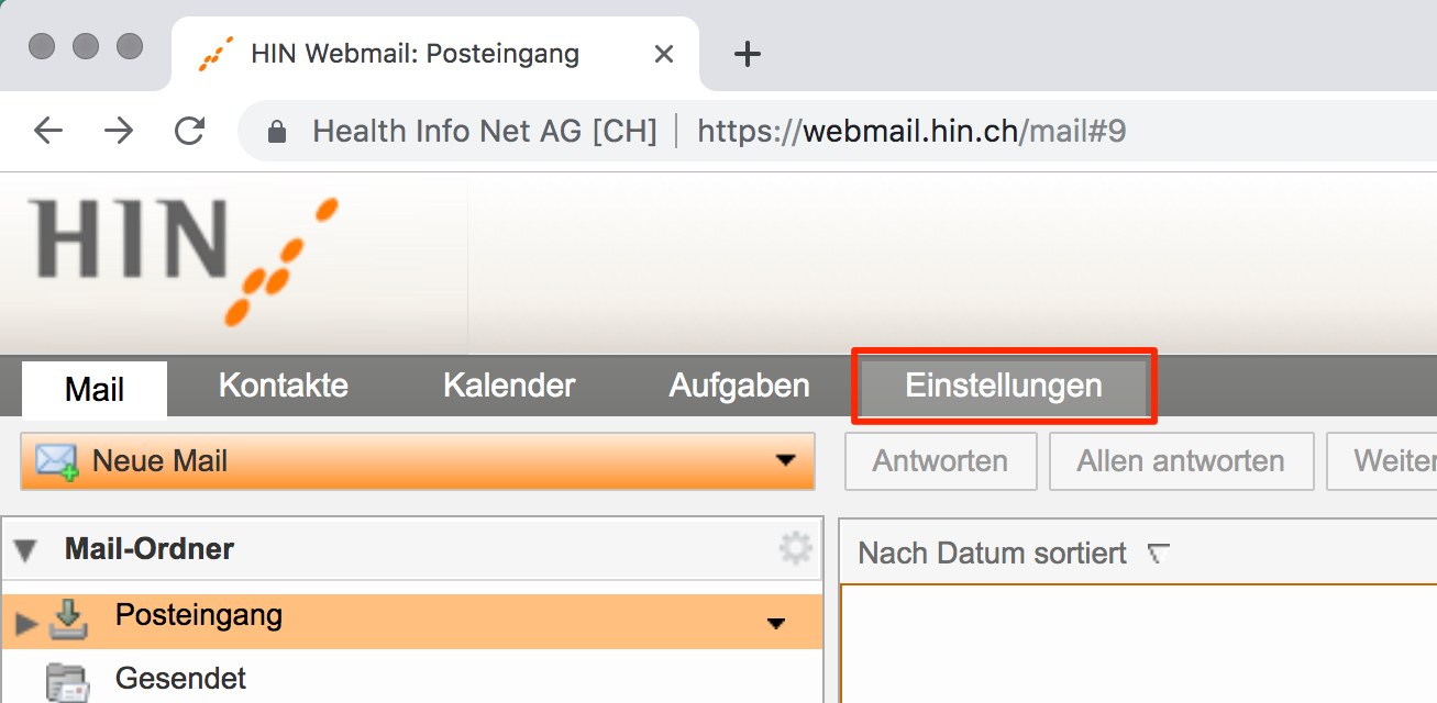 HIN Mail Signatur Webmail