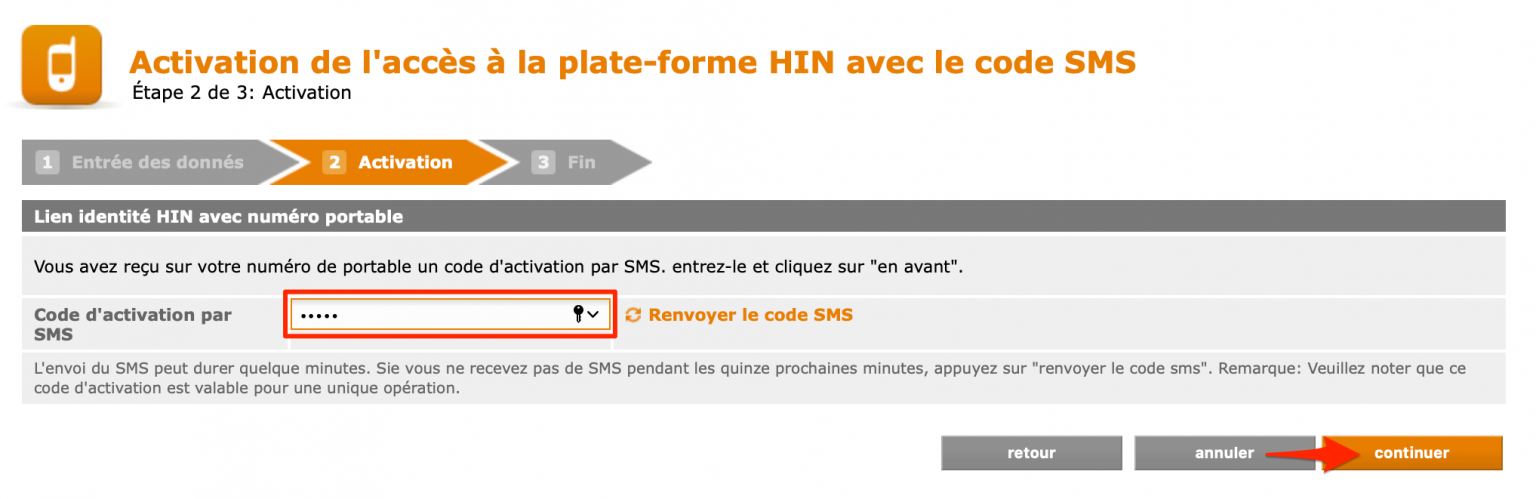 Activer l’identité HIN 3