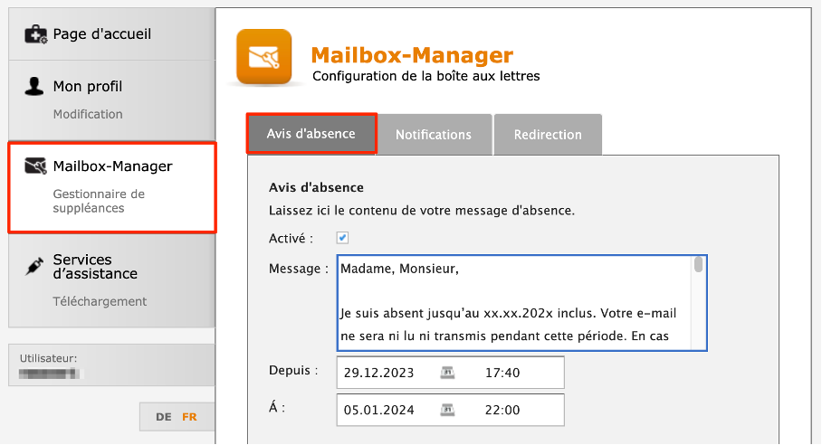 Mailbox-Manager-Abwesenheit