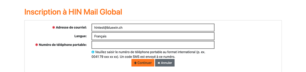HIN Mail Global Registration