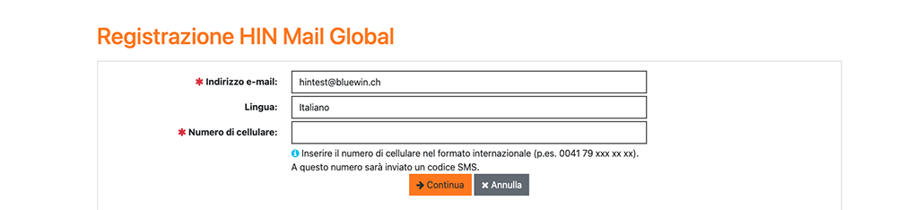 HIN Mail Global Registration