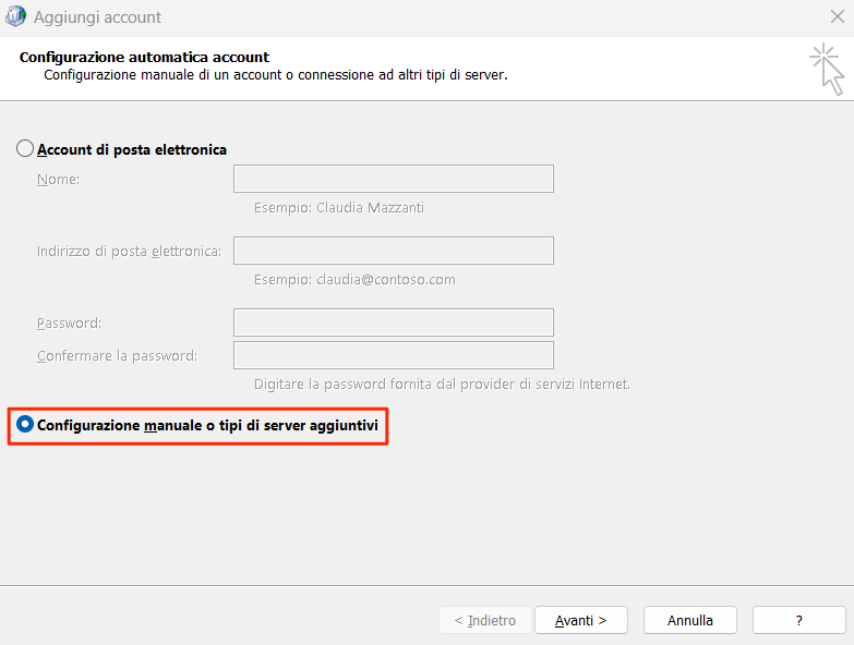 E-Mail-Konten Manuelle Konfiguration