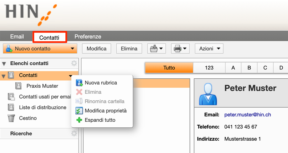 Webmail - Kontakte