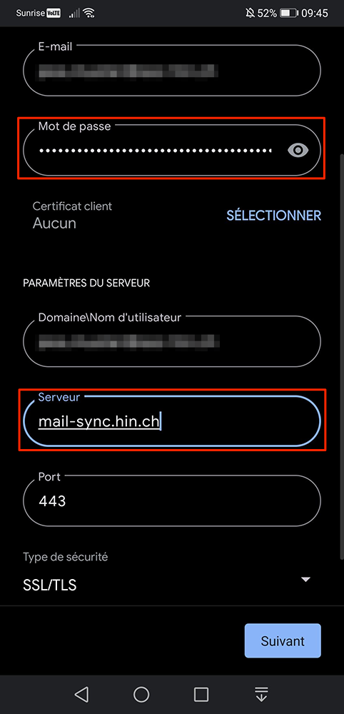 Geben Sie die Servereinstellung ein